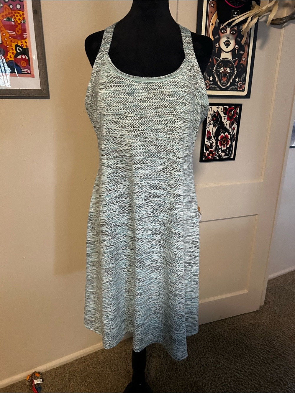 MPG Light Mint Heathered Racerback Tank Dress